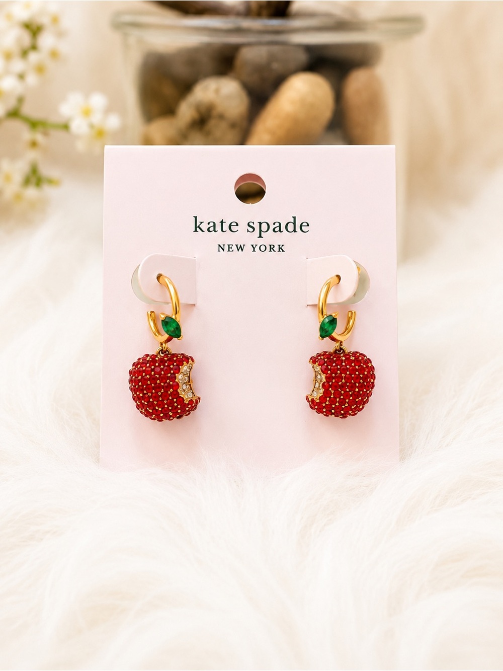 kate spade NY Apple of My Eye Huggie Hoop Drop Earrings